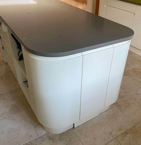 Curved gloss cream kitchen - curved,