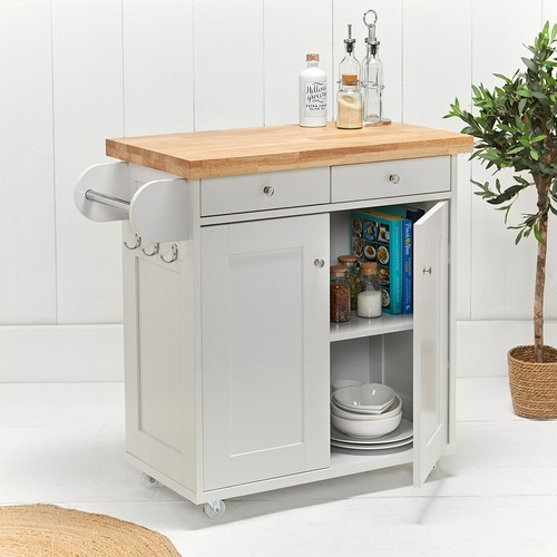 Portland white kitchen island - white,