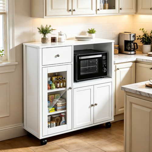 White kitchen island - white, sideboard