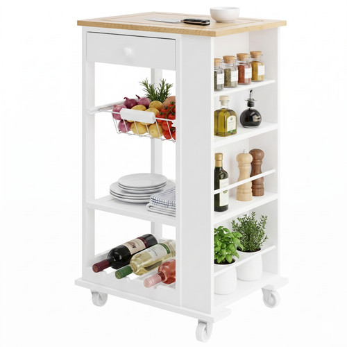 White bamboo kitchen - bamboo, trolley