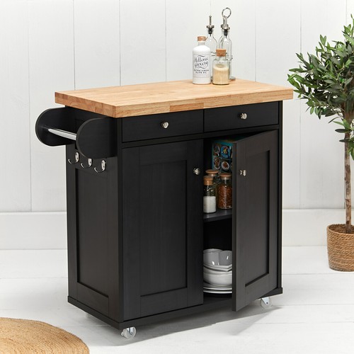 Portland black kitchen - black, island